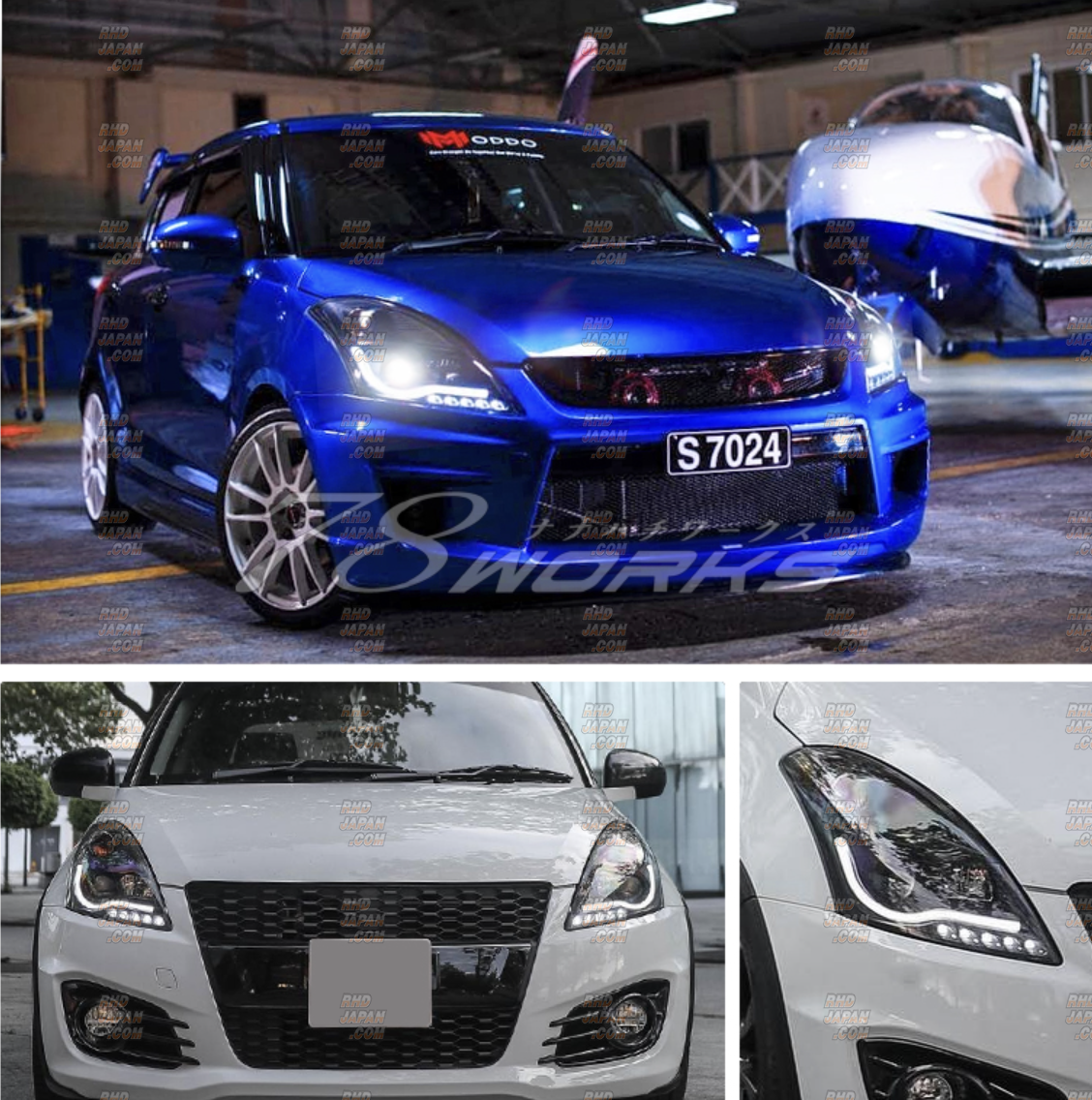78 Works Fiber LED Headlight Set V2 Black - Swift Sport